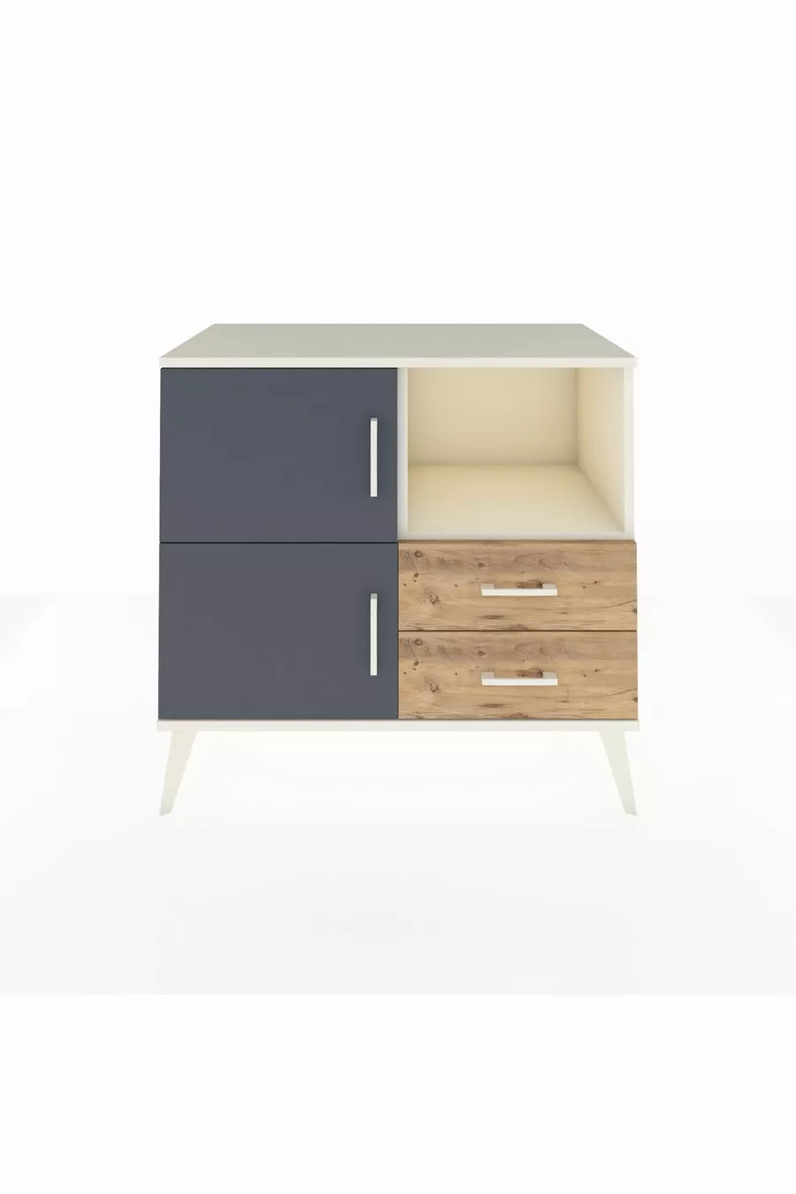 Hyperion Dresser with 2 Shelves, 2 Drawers, 2 Doors Moonstone-Anthracite/Pine