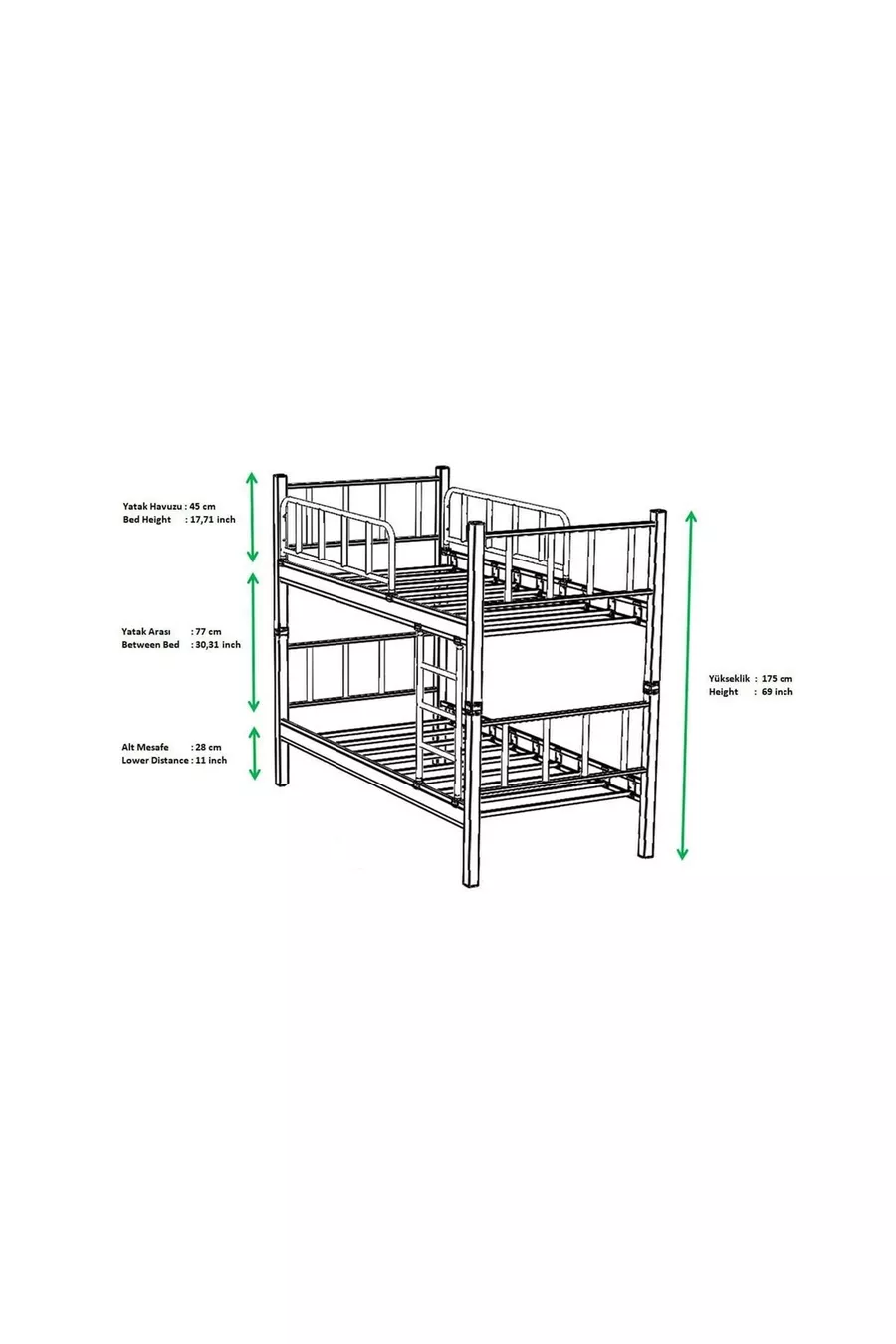 Chambre d'enfants Yurt avec Lit Superposé et Lit Métal