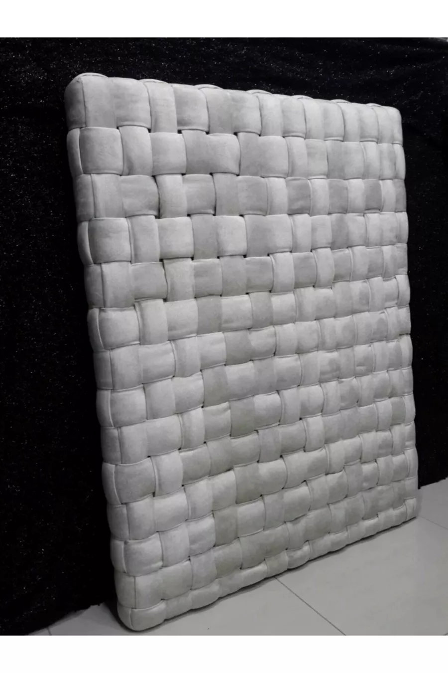 Tête de lit en tricot crème design pour une personne