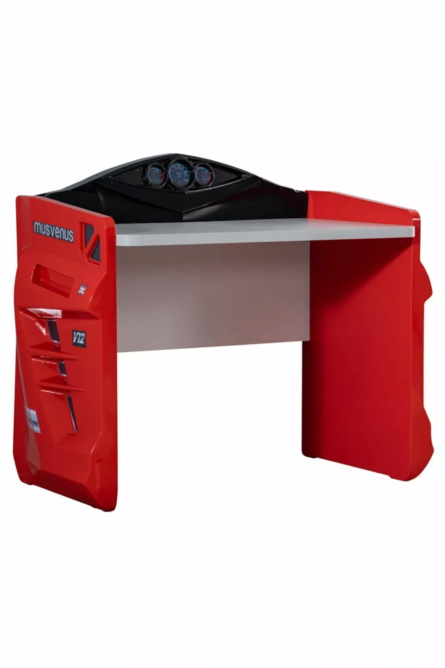 Chambre d'enfant - Lit voiture avec siège Audi - Armoire 3 portes Sport, Bureau - Rouge
