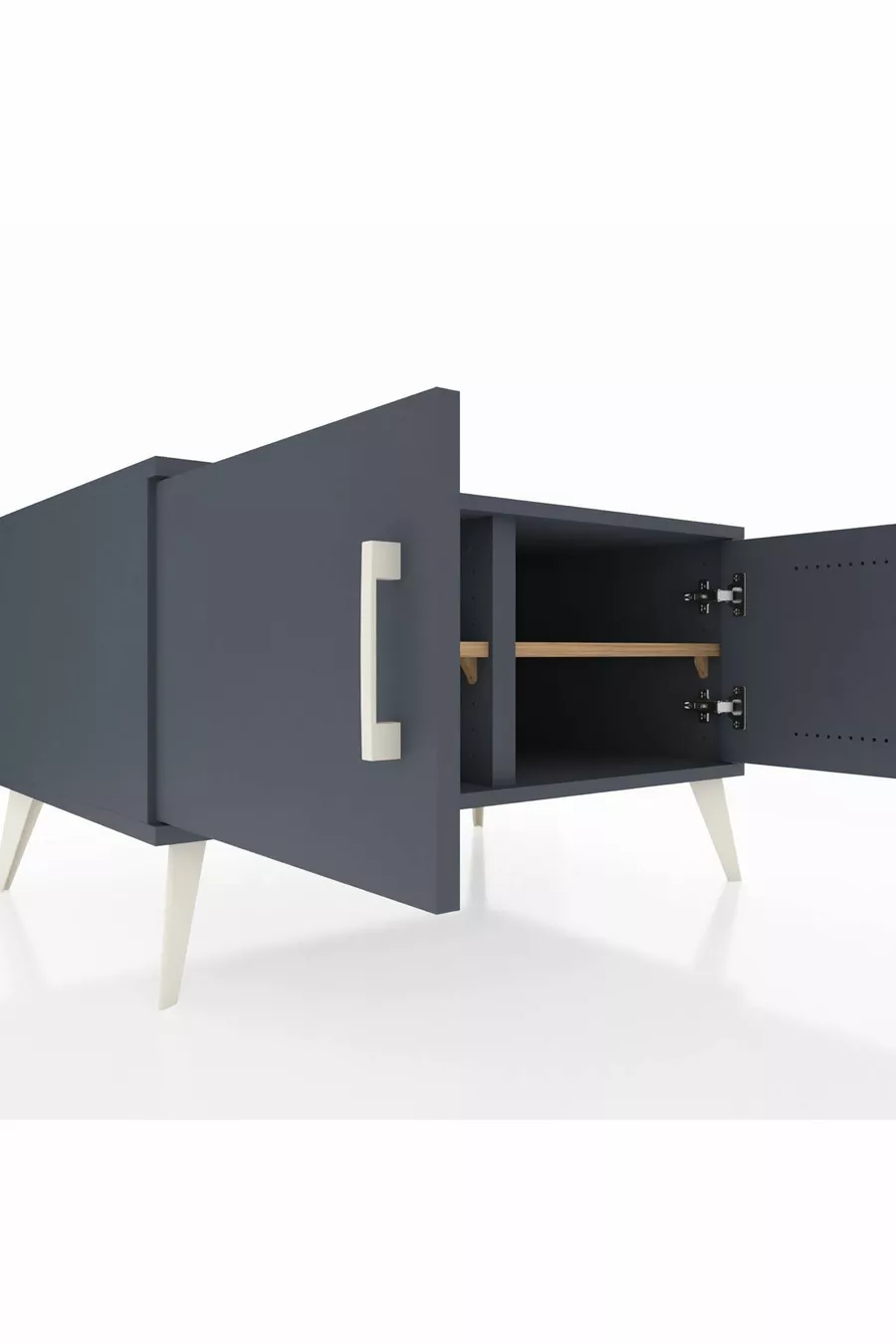 Commode Kronos 2 étagères 2 portes Anthracite-Anthracite/Sapin