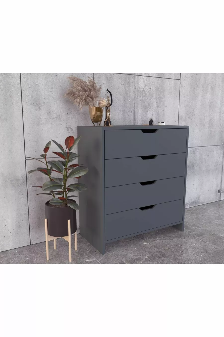 Commode Efes à 4 tiroirs Anthracite