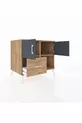 Commode Kronos avec 2 étagères, 1 tiroir et 2 portes, Pin-Anthracite/Pin