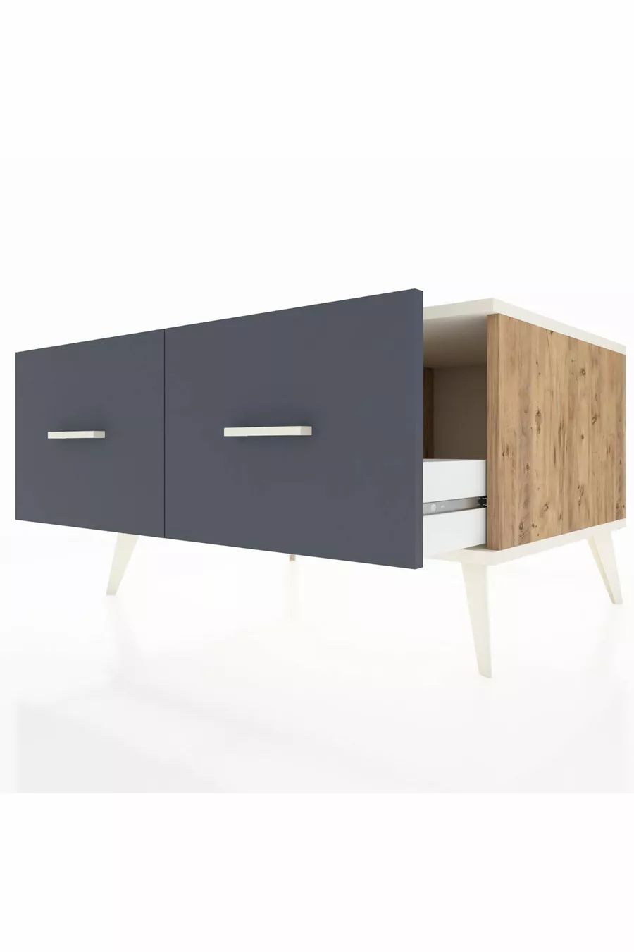 Commode Kronos 2 tiroirs Pin-Achat/Anthracite