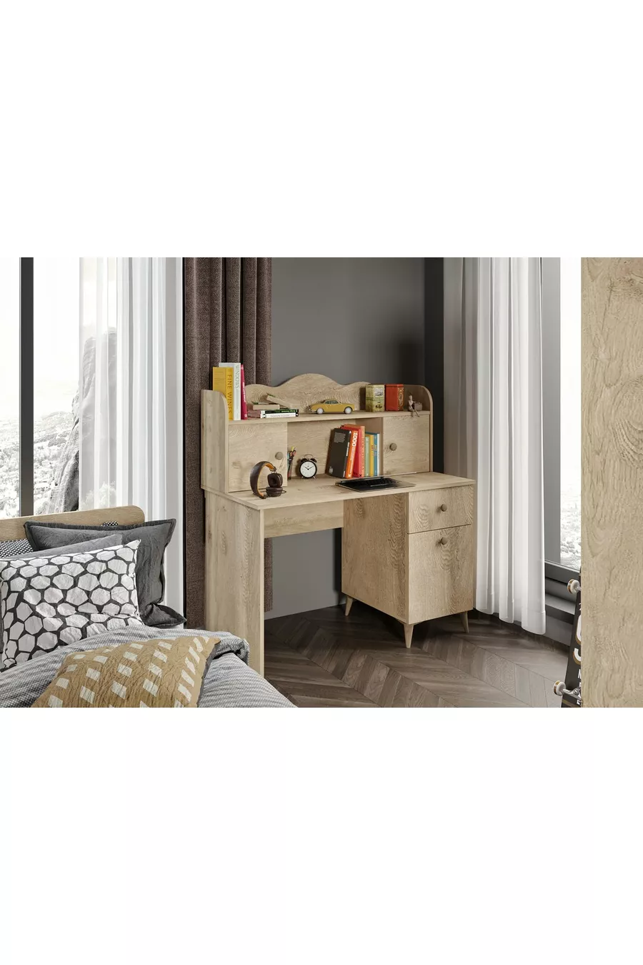Modern Genç Odası Takımı Meşe - 4 Parçalı Ve Tamamı 1. Kalite Mdf