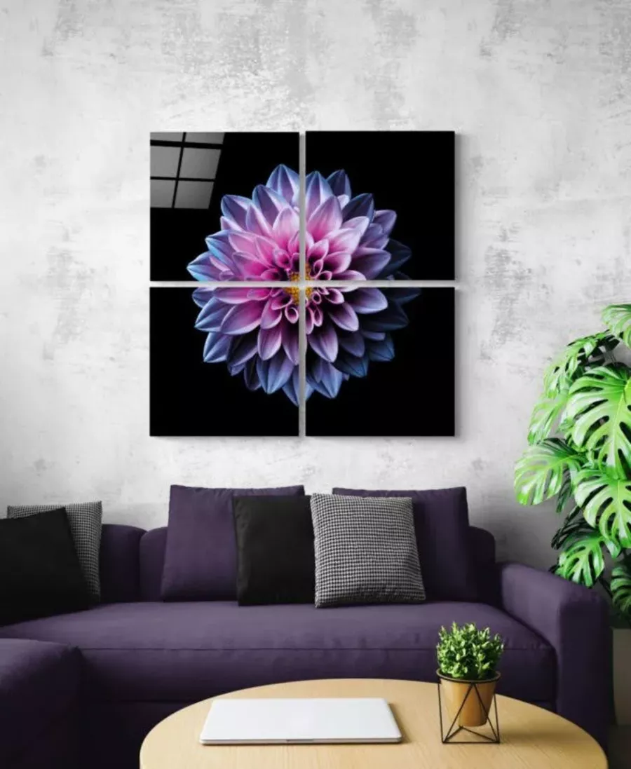 Peinture sur verre Quadro de fleurs violettes