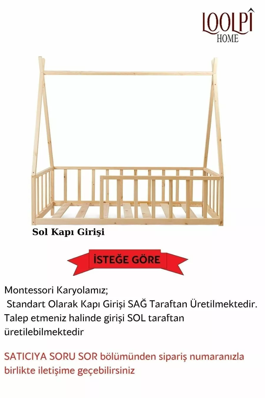 – Lit Montessori pour bébé et enfant Unisexe en bois naturel