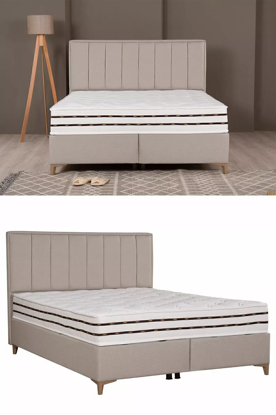 Ensemble de lit Comfort Lüks Sleepy avec sommier, tête de lit et matelas à ressorts