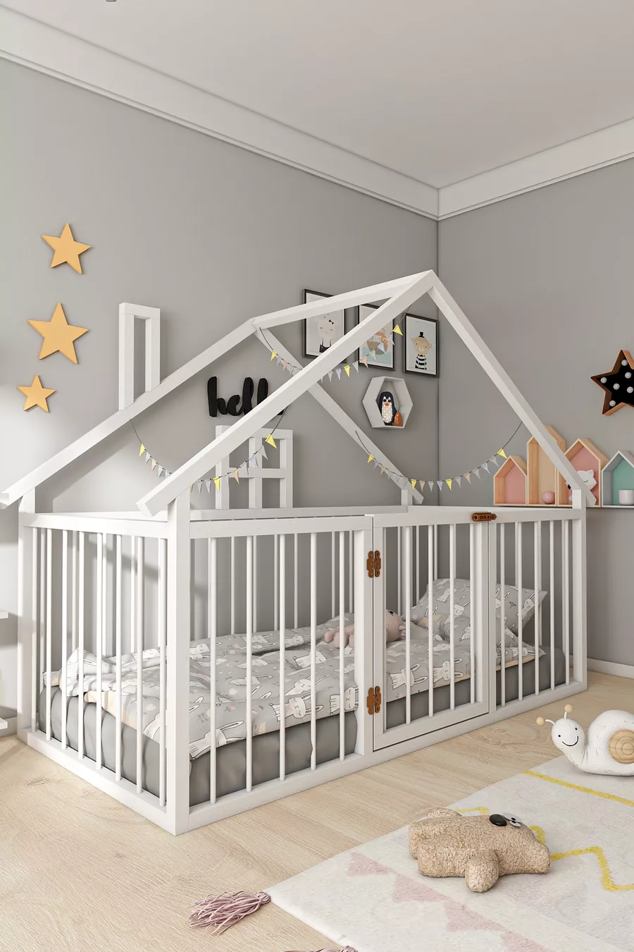 LIT EN BOIS POUR ENFANT SAM AVEC PORTE MONTESSORI