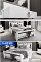 Lit double Arya compatible avec matelas, en MDF blanc avec tiroirs Maçy-1