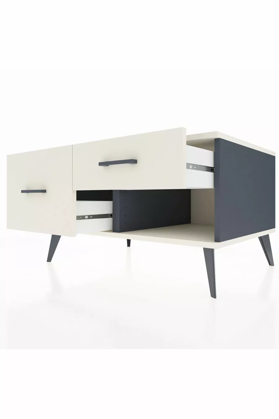 Commode Kronos 2 tiroirs Anthracite-Pierre de lune