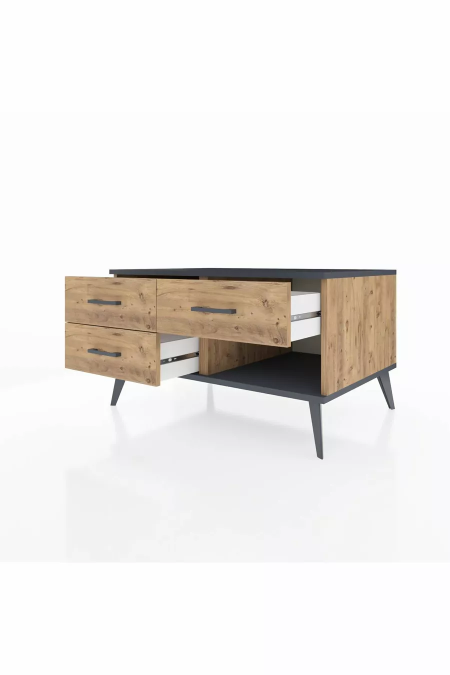 Commode Kronos 3 tiroirs Pin-Anthracite/Pin