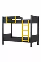 Lit superposé, lit superposé double détachable Asya, anthracite-jaune avec 2 matelas confort