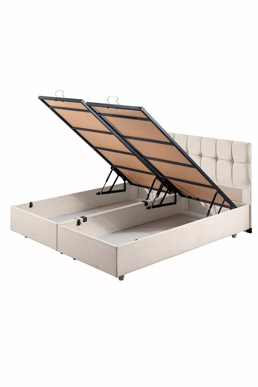 Berlin Double Bed Base and Headboard Set, Cream