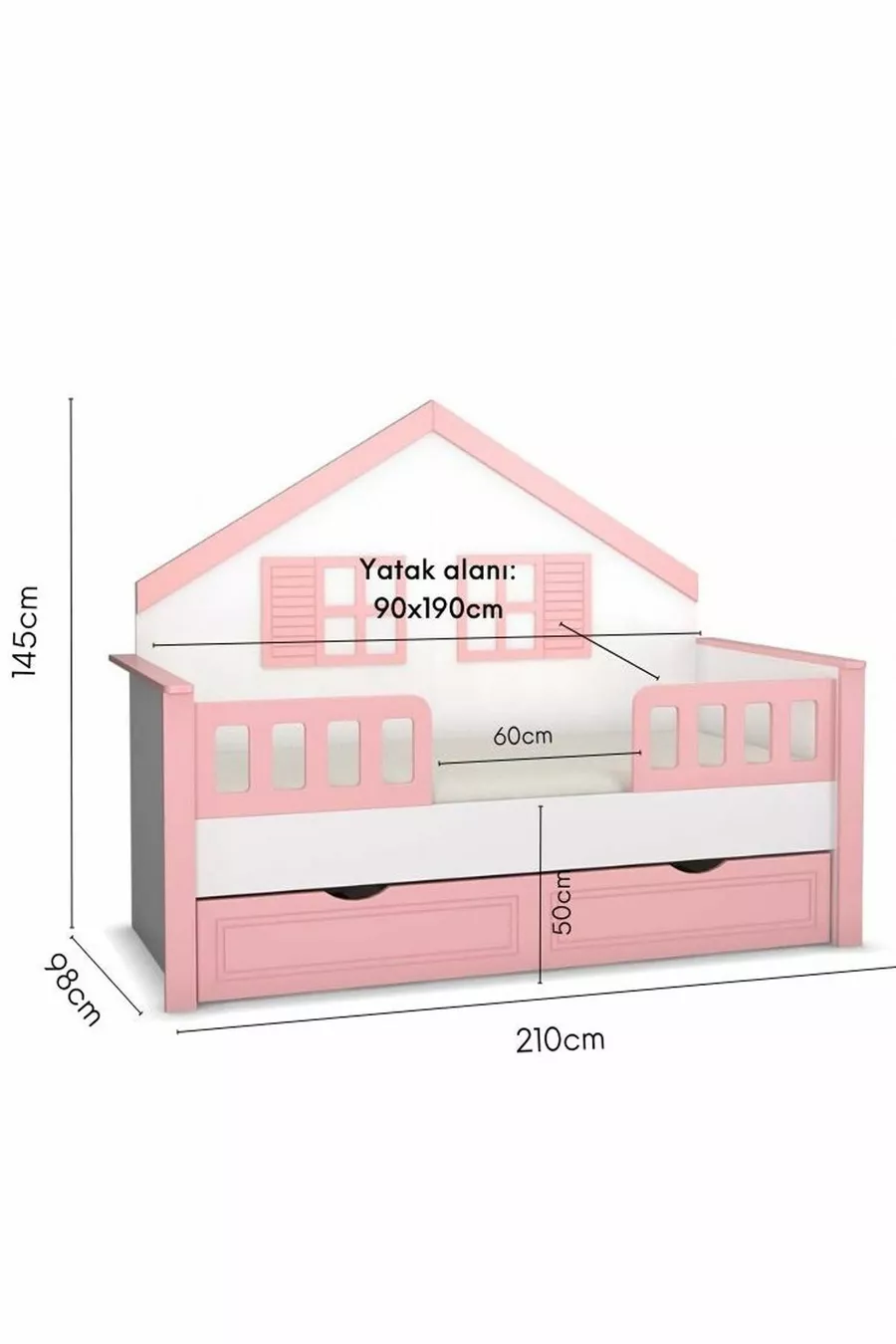 % Materiale MDF Letto Montessori per Bambini con Baldacchino, Rosa