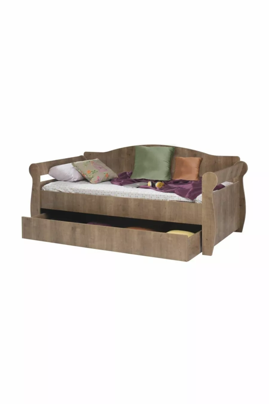 Bunk Bed with Trundle, Wooden Trundle Bed - Walnut