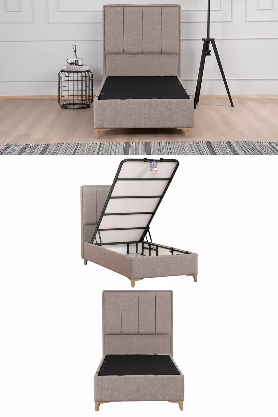 Gold Therapy Storage Bed Brown (HEADBOARD AND MATTRESS NOT INCLUDED)