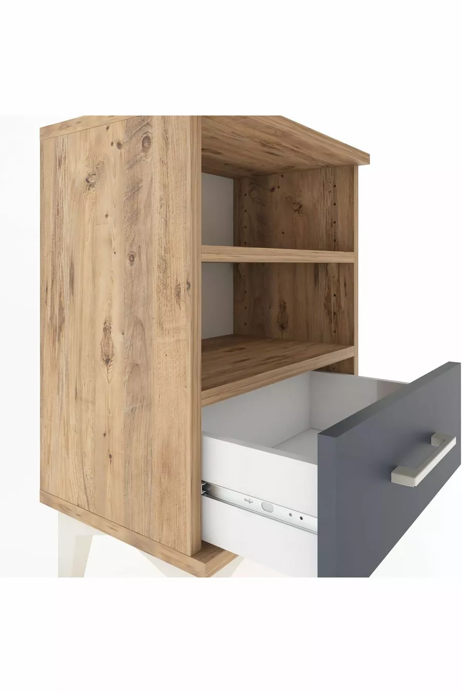 Arges Commode 2-Shelf Single Drawer Pine-Anthracite