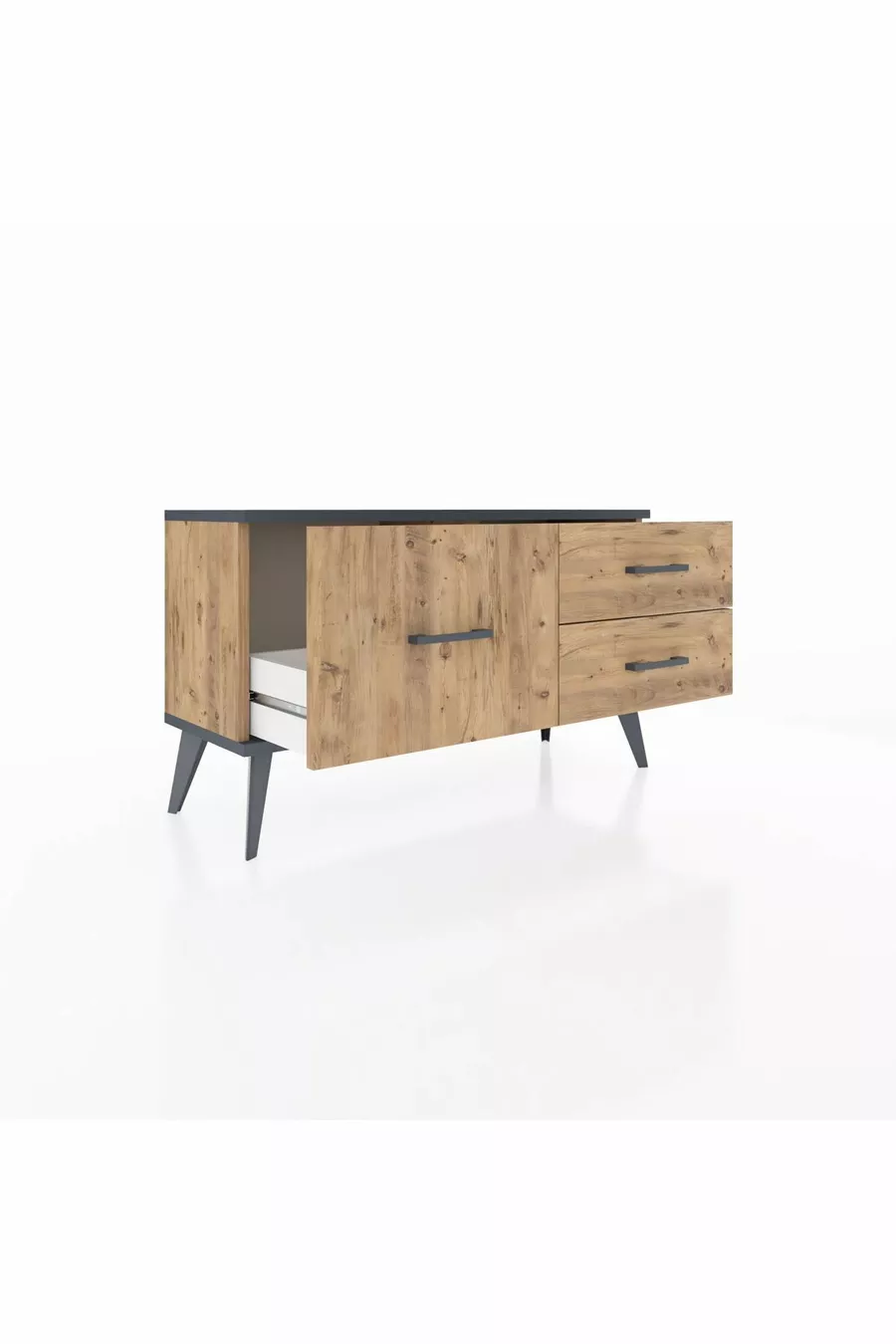 Arges Kommode mit 3 Schubladen Kiefer-Anthrazit/Kiefer