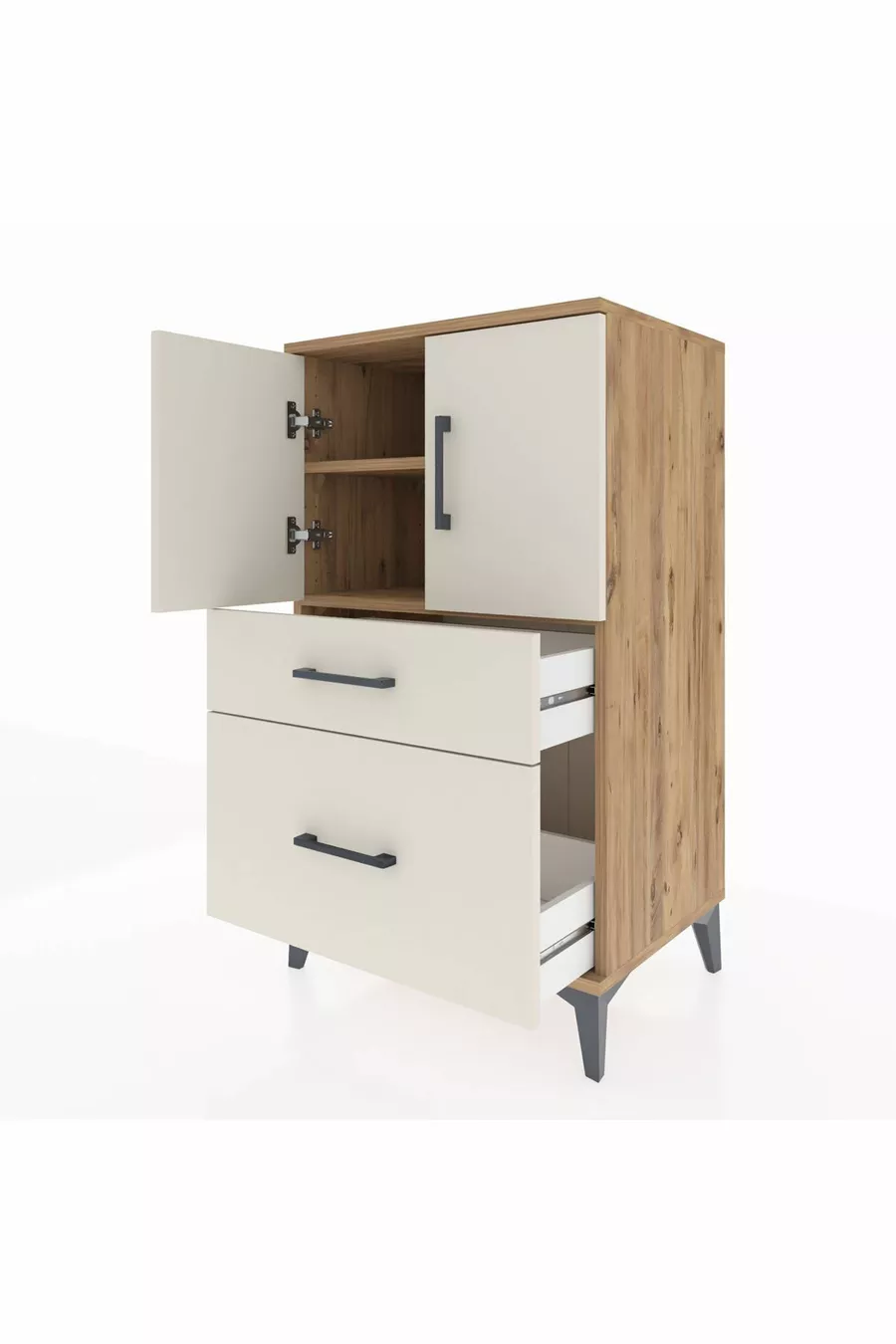 Hyperion Dressoir met 2 Planken, 2 Laden en 2 Deuren, Grenen-Apaç
