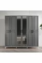 Ensemble de chambre à coucher complet en MDF Sport avec 6 portes, anthracite-blanc, incluant le sommier