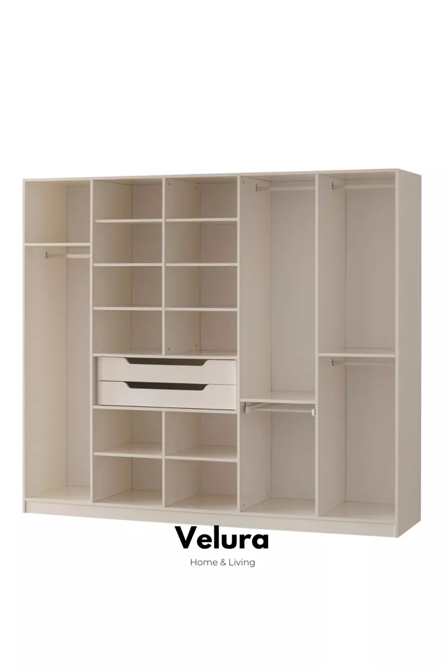 Ensemble de chambre à coucher Marcel 5 avec portes en verre réfléchissant (armoire) - 5 portes
