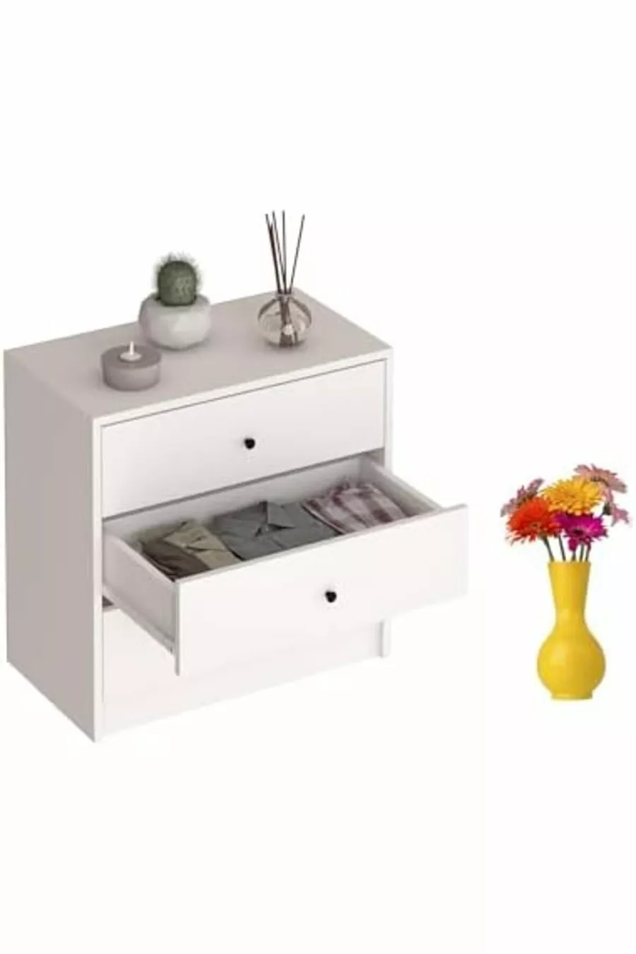 -Commode blanche à 3 tiroirs