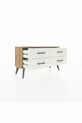 Commode Arges 4 étagères Pin-Pin/Pierre d'ardoise