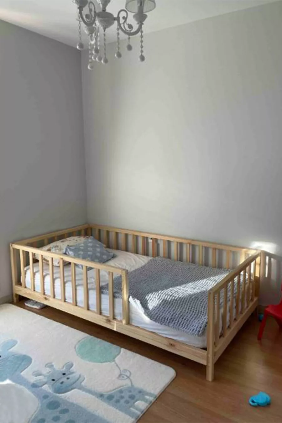 Unisex Montessori Baby- en Kinderbed Natuurlijk Houten Bed