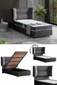 Set double Lisbon, ensemble tête de lit pour lit simple, anthracite