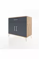 Commode Hyperion à une seule tiroir et 2 portes, pin-anthracite
