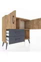 Commode Arges 2 étagères 2 tiroirs 2 portes Pin-Pin/Anthracite