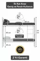 Lits superposés Tekno compatibles avec matelas, métal blanc détachable