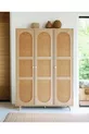 Bali Bohem Dreitüriger Kleiderschrank – Kleiderschrank mit MDF-Türen und Jutestoff | Eichenfarbe –
