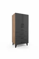 Commode Rio - Pin Atlantique / Anthracite - Avec tiroirs - Avec portes