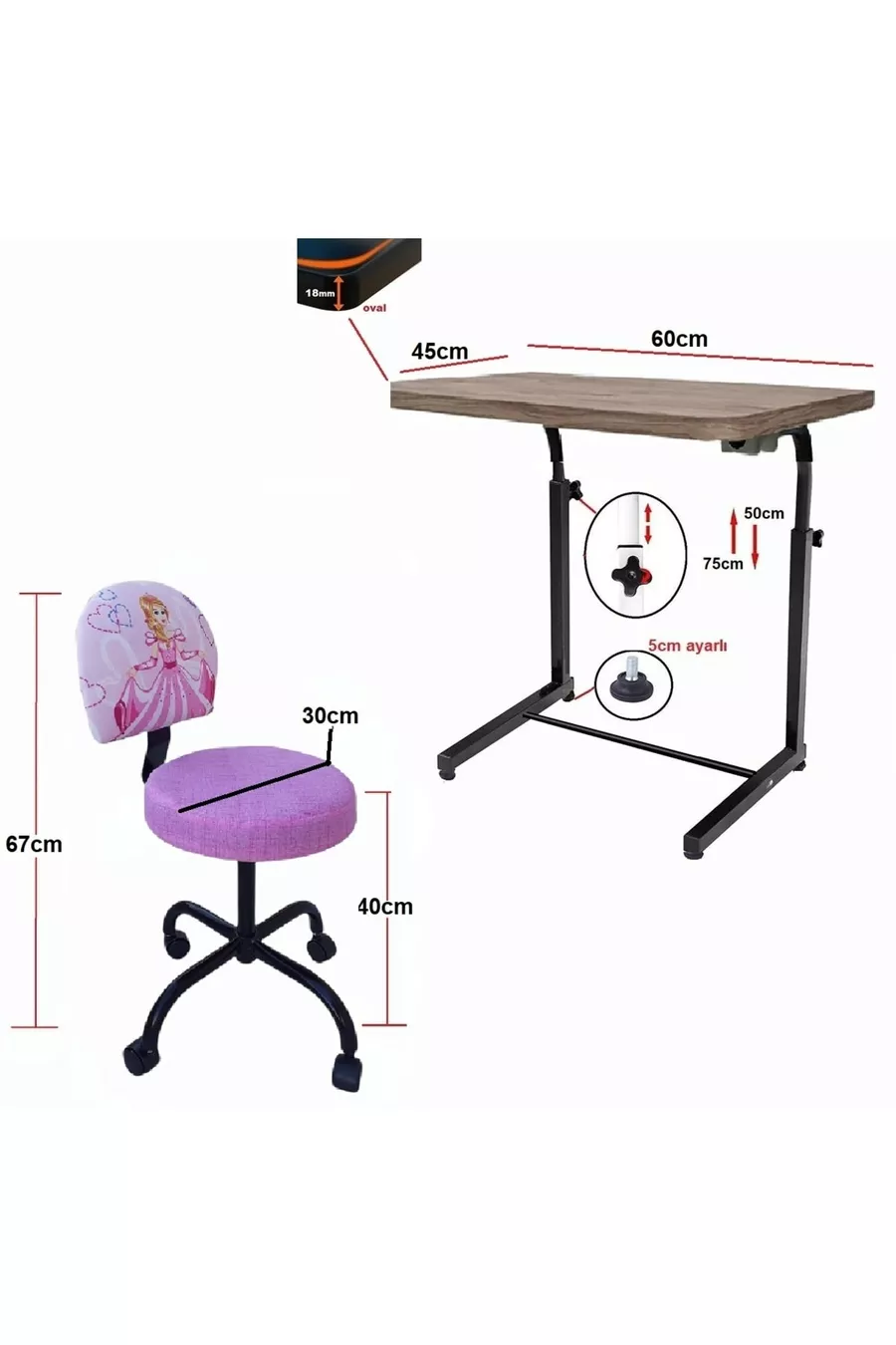 Ensemble fauteuil roulant et table pour enfants à thème Princesse Cendrillon pour les activités d'étude