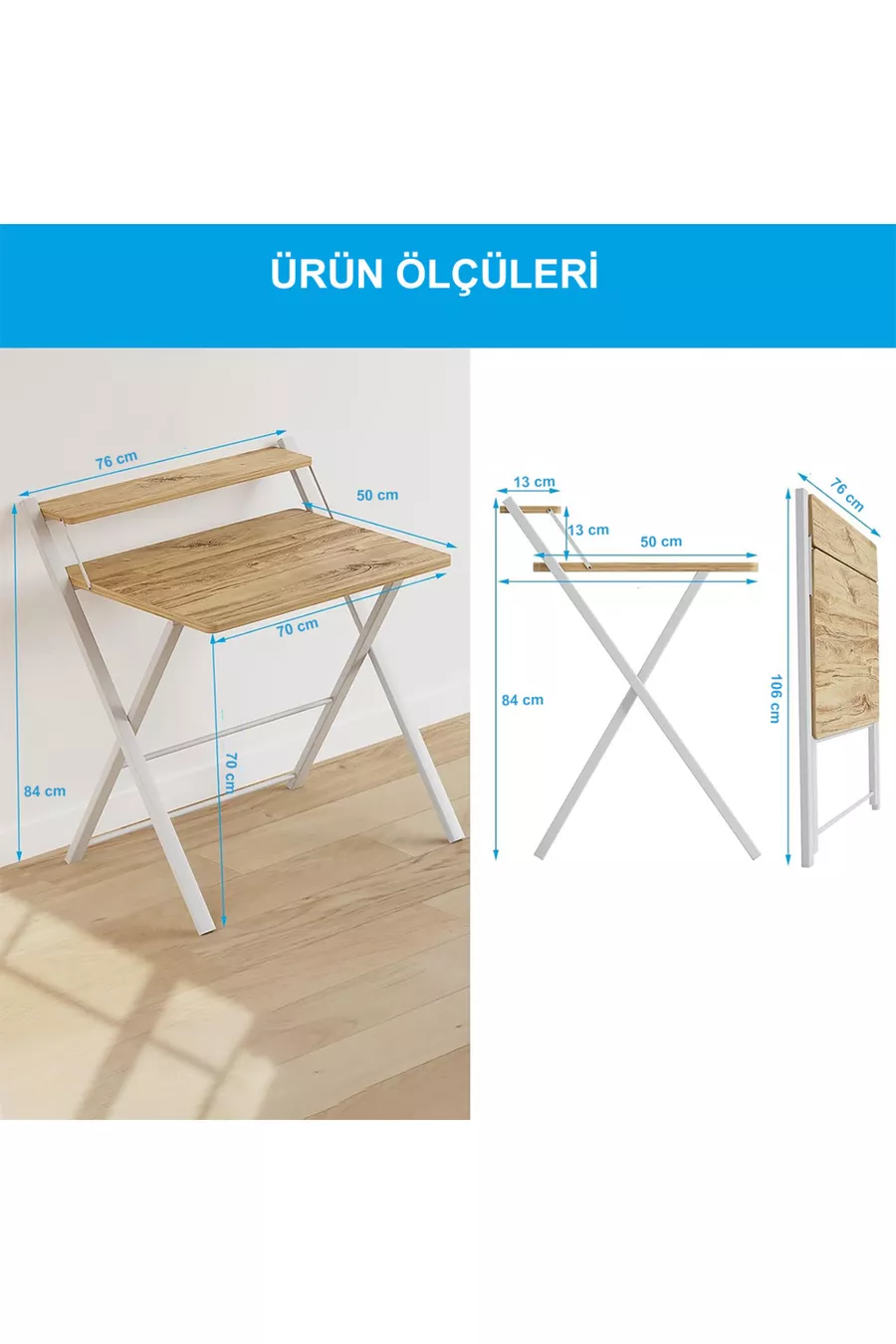 Table d'ordinateur portable élégante et durable avec pieds en métal non vacillants, bureau pliant, table de travail pour ordinateur portable