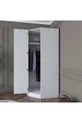 Rani  Eckmodul-Kleiderschrank mit 1 Tür, 6 Regalen und Kleiderstange, Ergänzendes Eckelement, Weiß