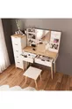Ensemble de coiffeuse Bella avec tabouret et armoire à 2 tiroirs, couleur sable-panier | Avec miroir et crochets