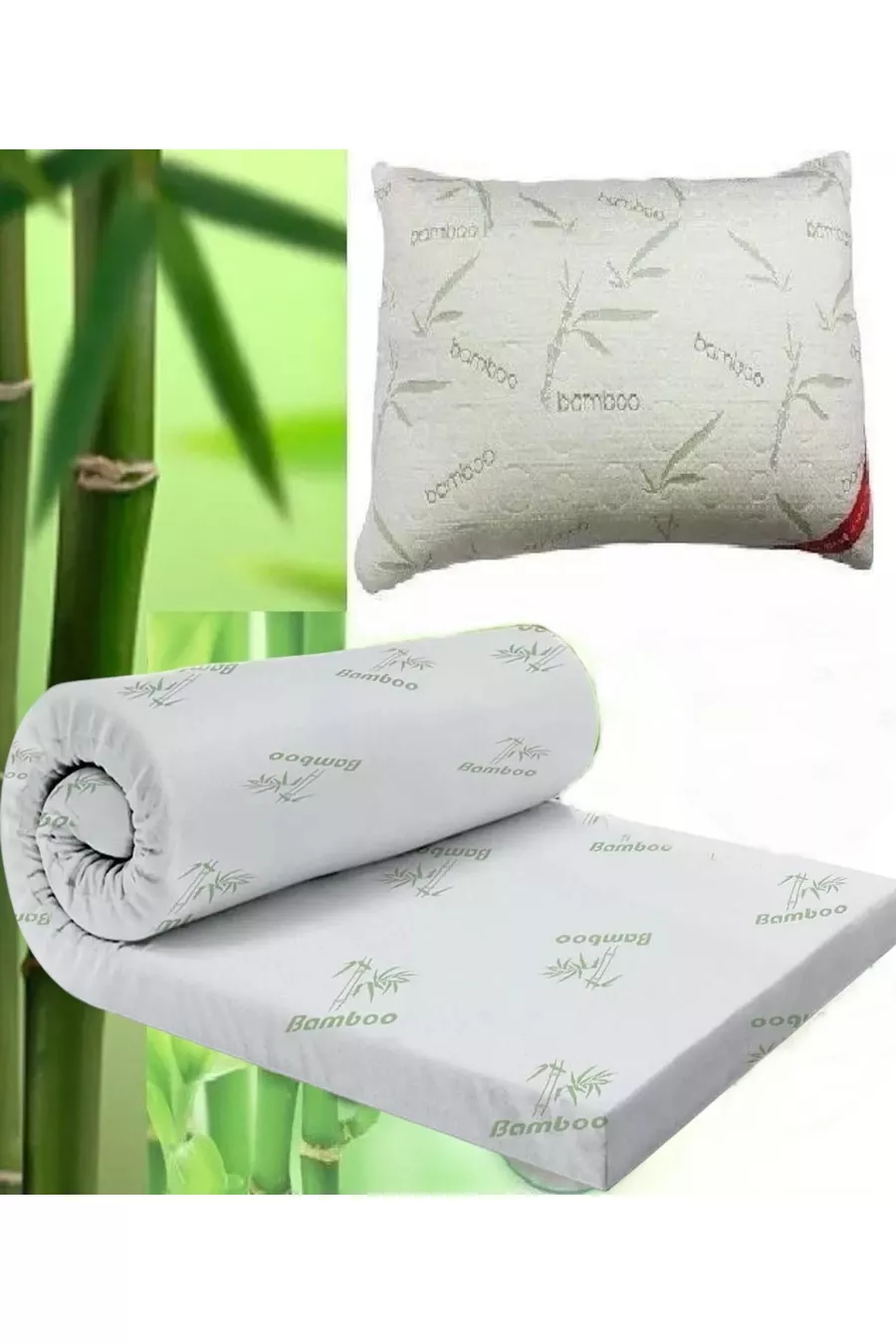 Lit de sol pliable en bambou avec matelas en mousse de cm fonctionnel (Coussin en bambou offert)