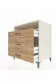 Commode Kronos avec une étagère et 3 tiroirs, Pierre de Lune-Pin