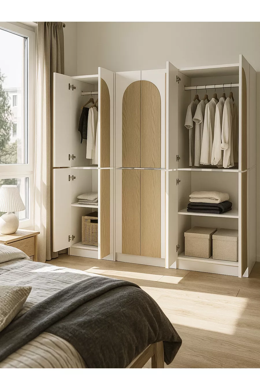 Armoire Poy à 6 portes -  cm H,  cm L - Armoire pour chambre d'enfant et chambre à coucher