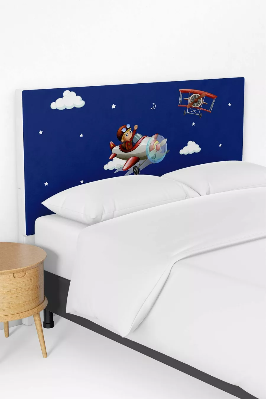 Housse de tête de lit pour lit enfant motif avion pilote