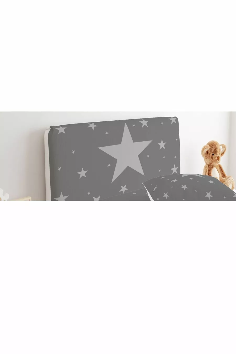 Bed Base Headboard Cover Gray Background Stars