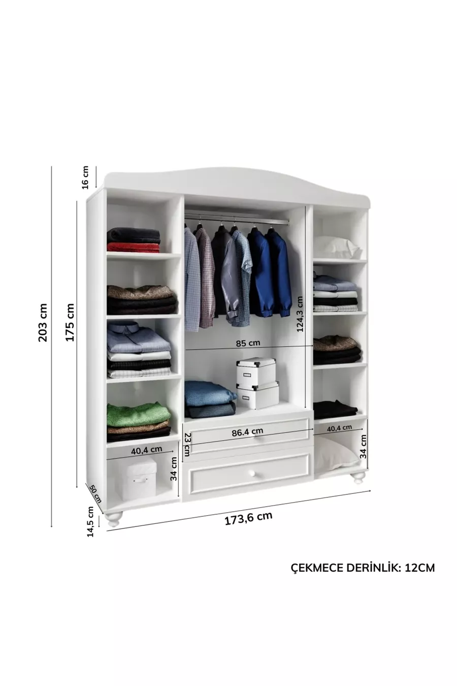 Romantische 4-Deurs, 2-Lade, Avant-garde Kast/kleerkast (% MDF)