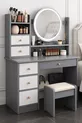 Coiffeuse moderne avec miroir et éclairage LED en MDF de qualité premium de 1ère classe (G)