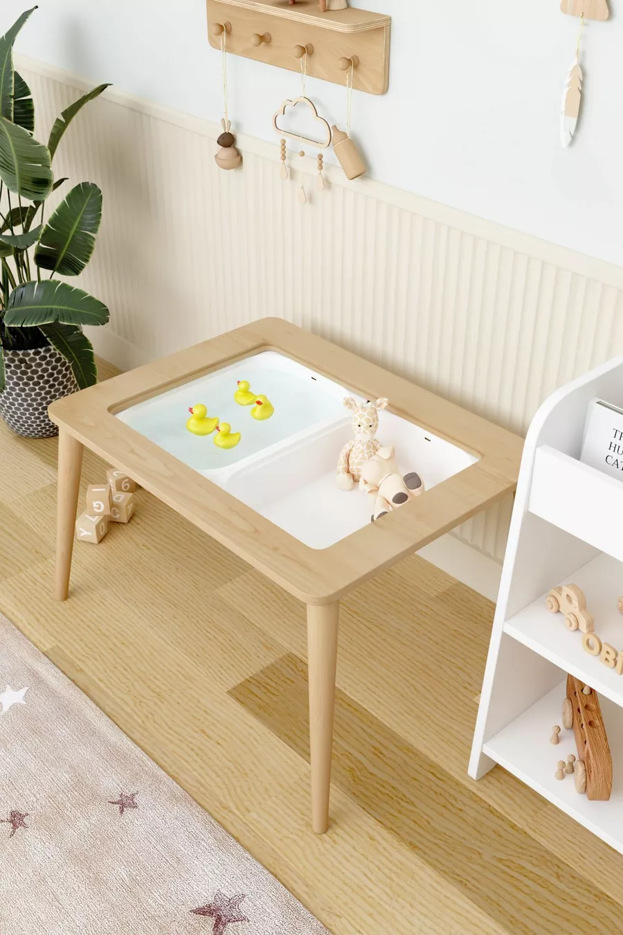 Table d'activité en bois résistante à l'eau pour enfants