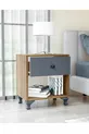 Table de chevet GM Noyer Gris Anthracite avec Boutons