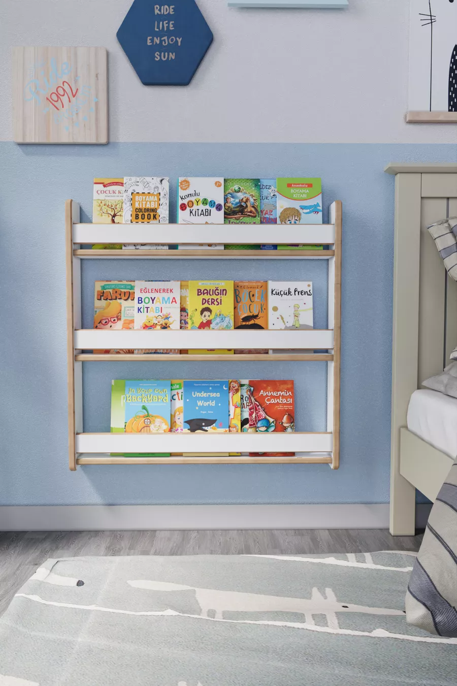 Bibliothèque pour enfants Montessori à 3 étagères * Cm Blanc