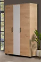 Lit superposé, Lit superposé Aura avec bureau et armoire à 3 portes, Noyer et blanc